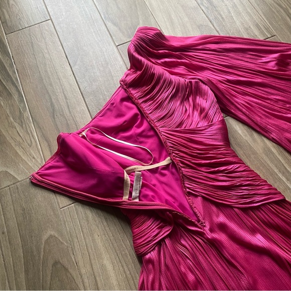 Maria Lucia Hohan Aquila pink pleated silk one shoulder long sleeve midi dress - Picture 7 of 16